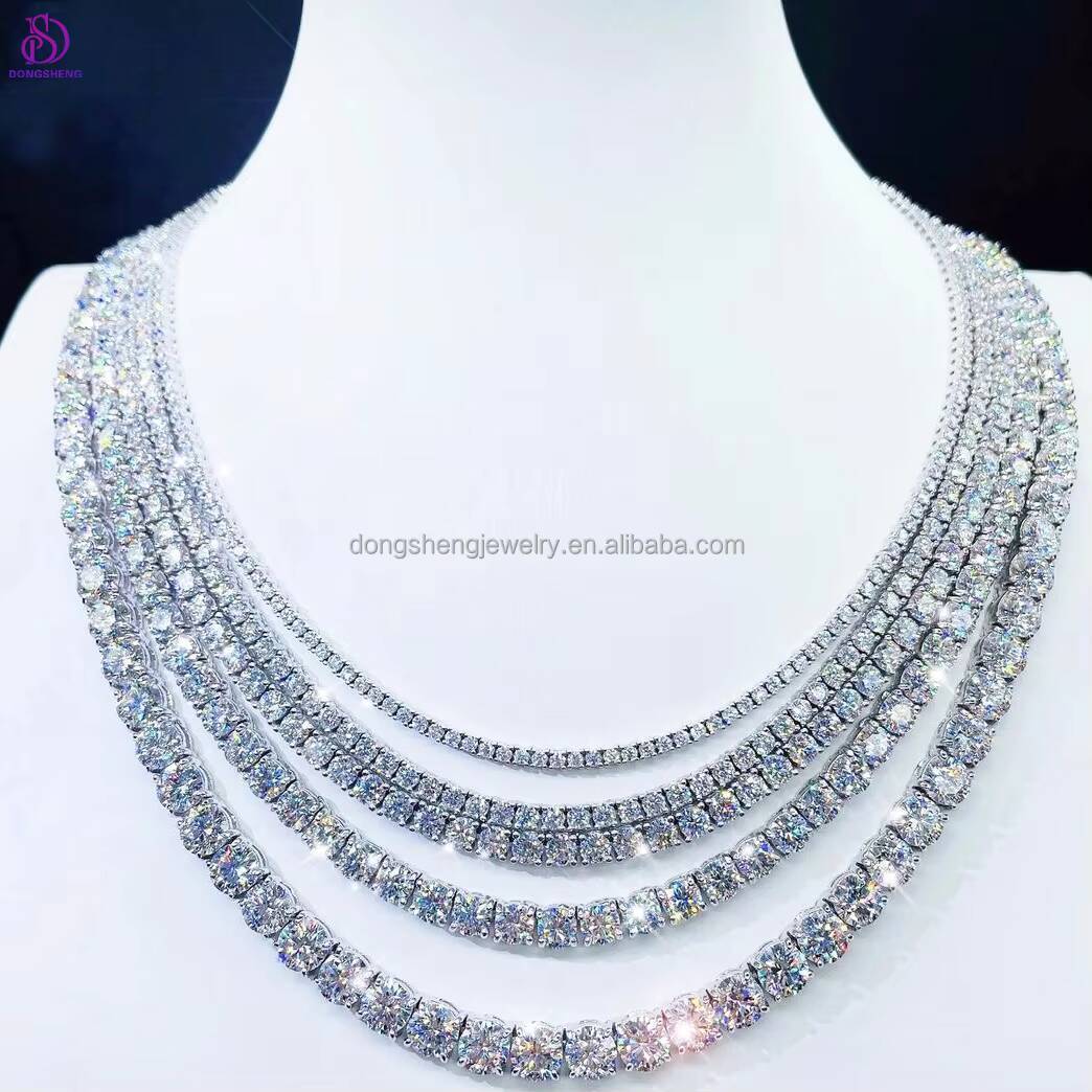 Hip Hop Diamond Moissanite Jewelry 4mm 5mm 6mm Tennis Necklace 925 Silver/10k/14k/18k Vvs Moissanite Tennis Chain
