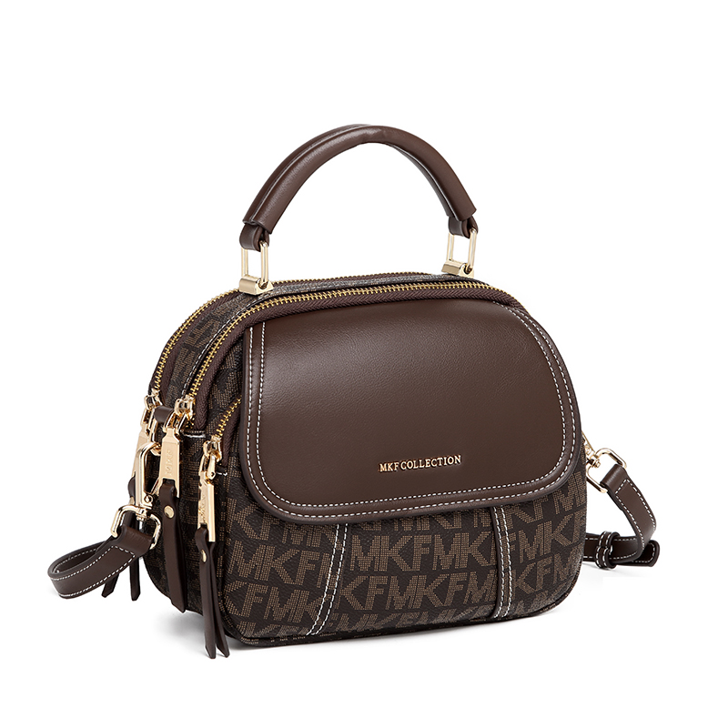 MKF designer bag free shipping Light luxury casual Boston bag letter versatile classic high-capacity vintage circular handbag for woman