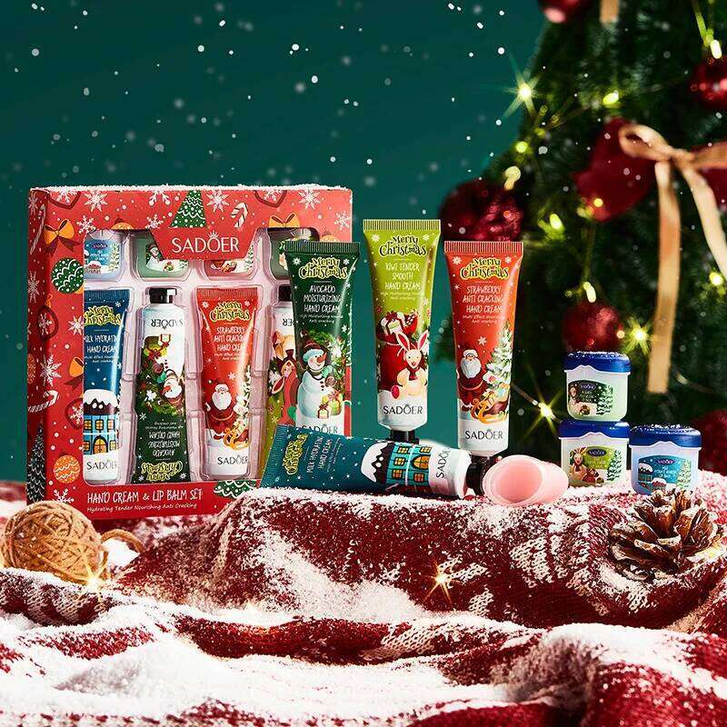 Christmas box hand cream+lipstick set deep moisturizing anti cracking holiday limited gift X250807