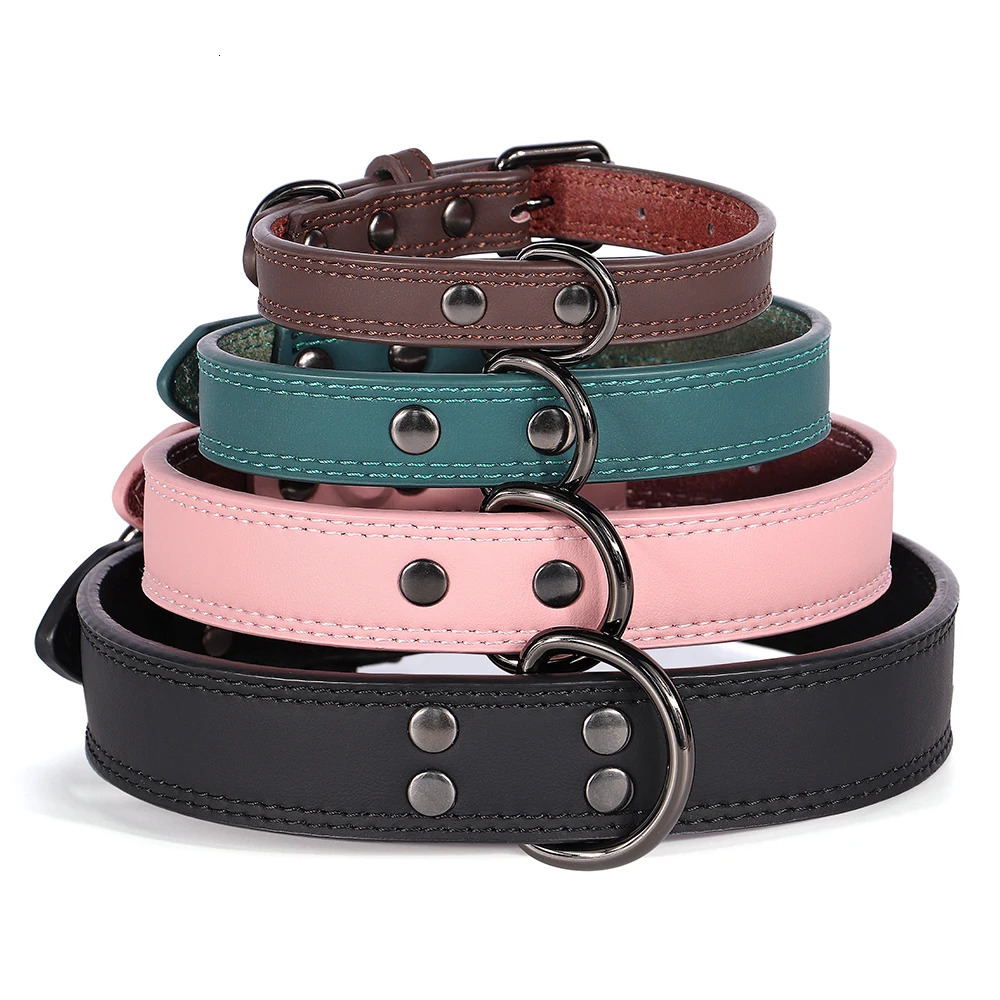Soft Durable Real Leather Dog Collar Genuine Leather Pet Collars for Small Medium Large Dogs German shepherd Brown Black 250805