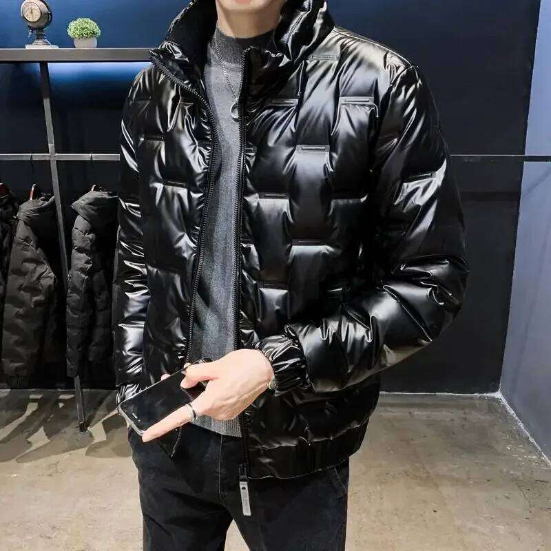 Men's Down Jacket Glossy Male Padded Coats Short Parkas Collared Padding Winter Outerwears Fashion 2024 Promotion Hot Outer
