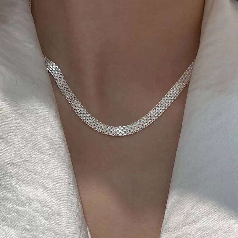 New Sterling Sier Necklace Simple Style Charming Woman Choker Birthday Party Gift Exquisite Jewelry