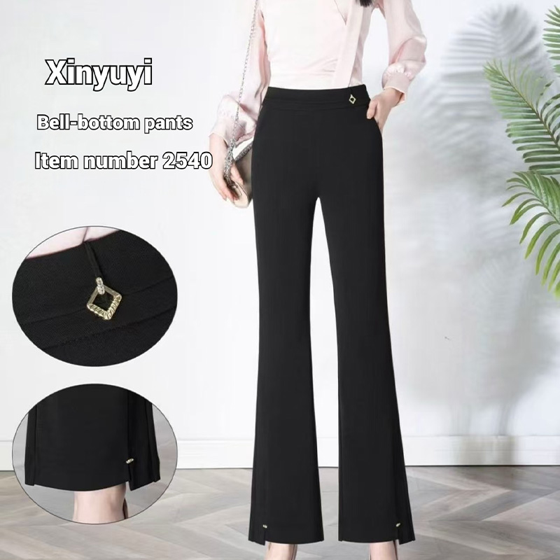 Xinyu Yi Bell-Bottom Pants: Stylish, Comfortable, and Versatile for Various Styles. Available in sizes 2516, 2518, 2539, 2540, 2625, and 2626.