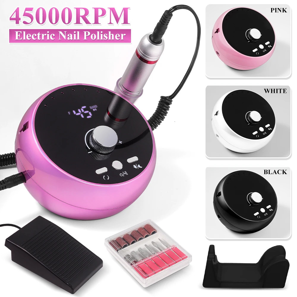 Professional Manicure Drill Machine 45000RPM Electric Nail Drill Machine White Pink Purple Nail Sander Gel Cuticle Remove 250807