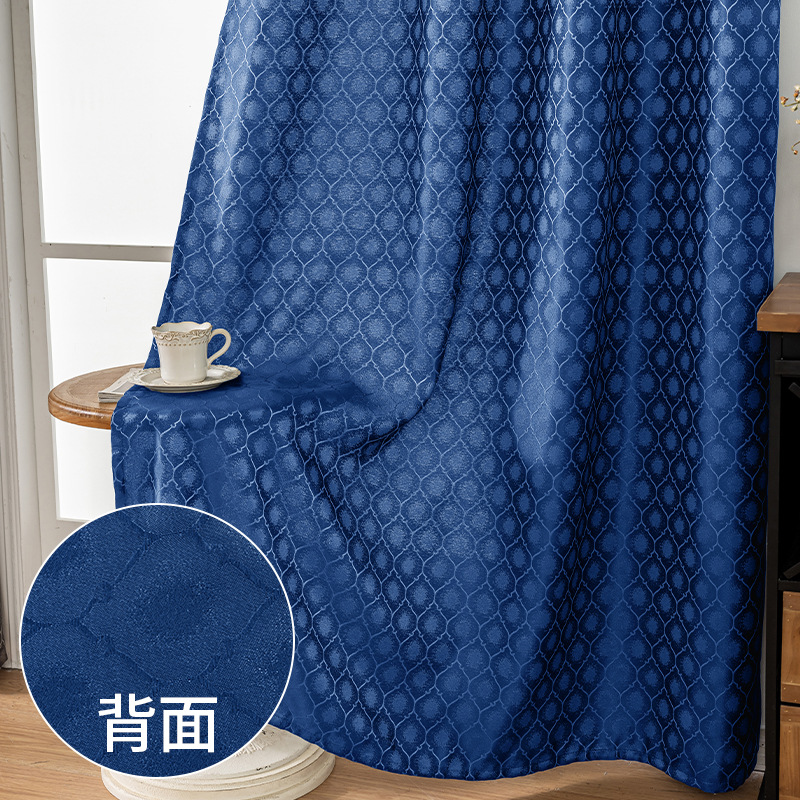 YL-36847 Thickened Double-sided Cotton and Linen Bedroom Curtain Fabric Soundproof Full Blackout Modern Simple Living Room Curtain Finished Product Wh