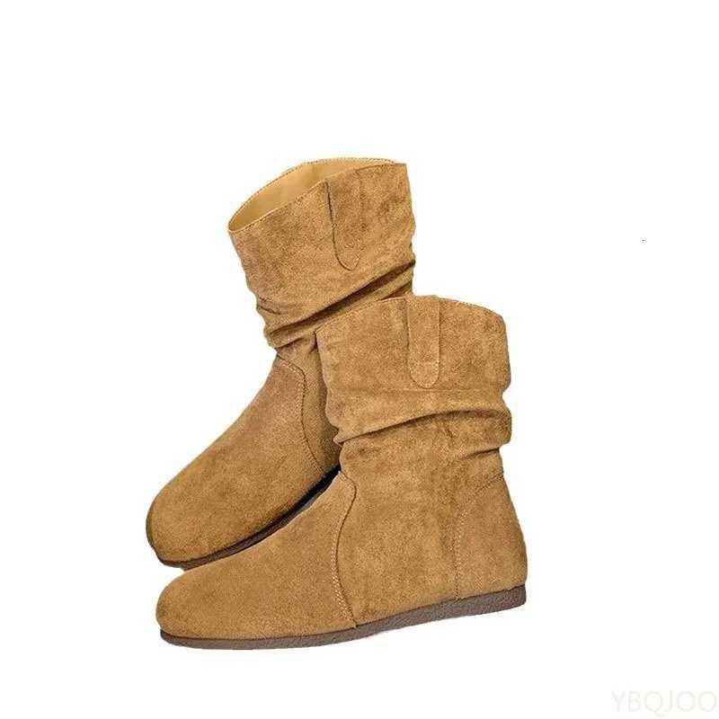 New Suede Casual Boots Women Reliable Versatile Ankle Boots Short Slip Flat Shoes Comfortable Soft Bottom Lady Boot XJ250807