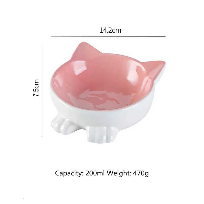 Cute Cat Bowl Ceramic Tilted Kitten Pet Bowls for Small Dogs Raised Cats Water Food Bowls Feeding Plates Eating Bowl Feeder Y250806