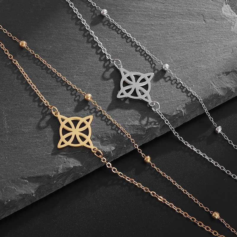 Witchcraft Witch Knot Stainless Steel Geometric Hollow Flower Box Chain Cuff Bracelet for Women Fashion Irish Adjustable Amulet Gift W250807