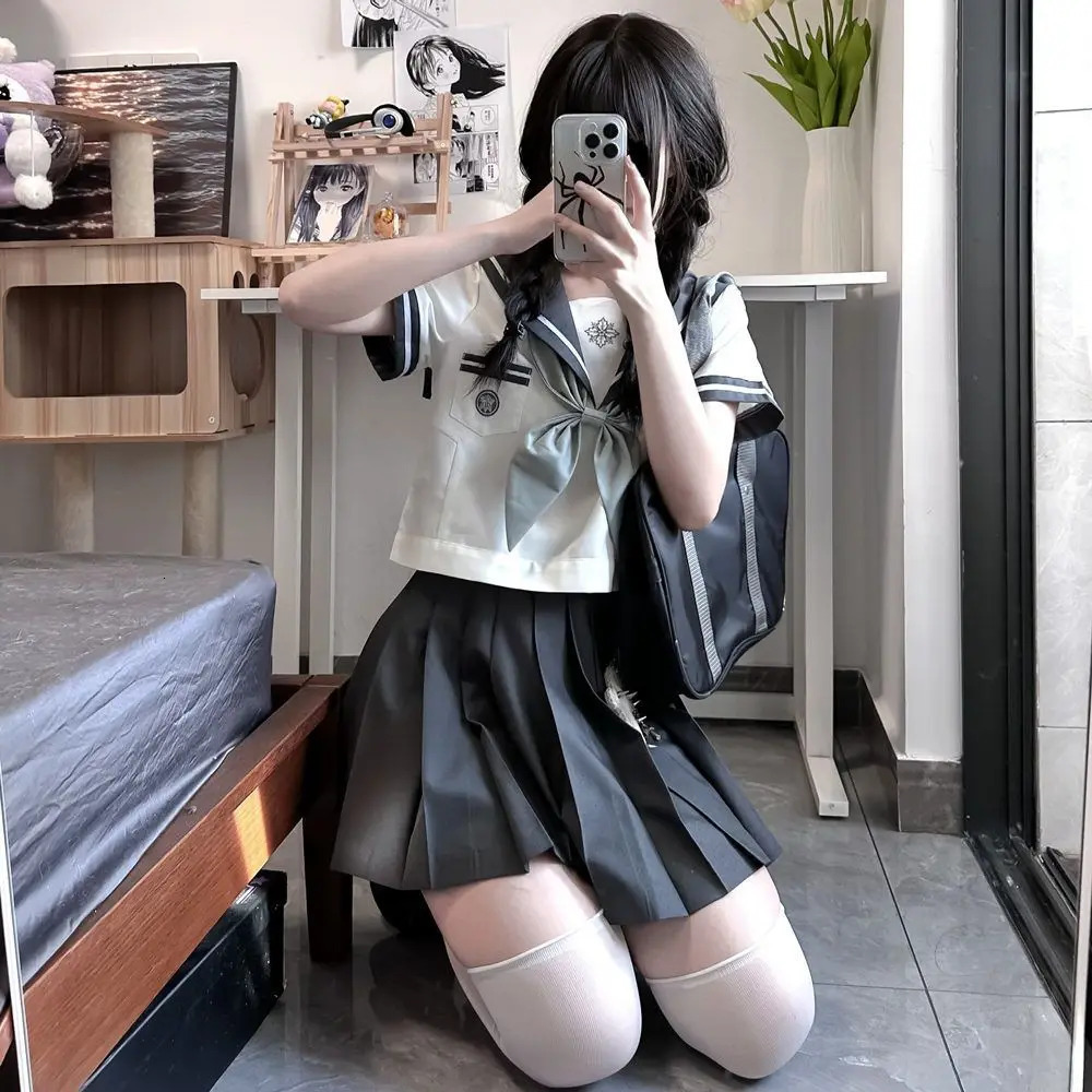 Korean High School Uniform Japanese Orthodox Seifuku Sailor Suit Student Kawaii Jk Outfit Cosplay Summer Pleated Skirt 250729