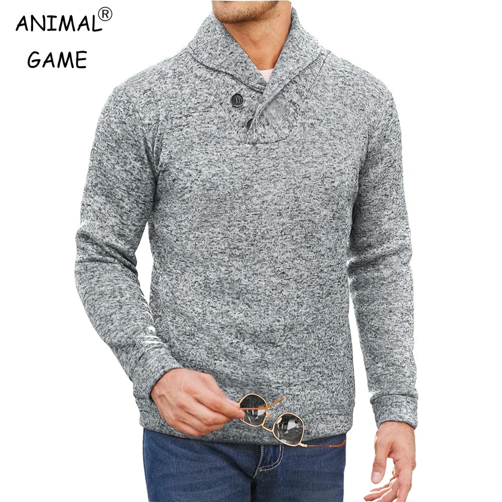 Autumn Mens Long Sleeve Half Turtleneck Sweaters Button Neck Solid Color Winer Warm Sweatshirts Breathable Pullover Men 250807