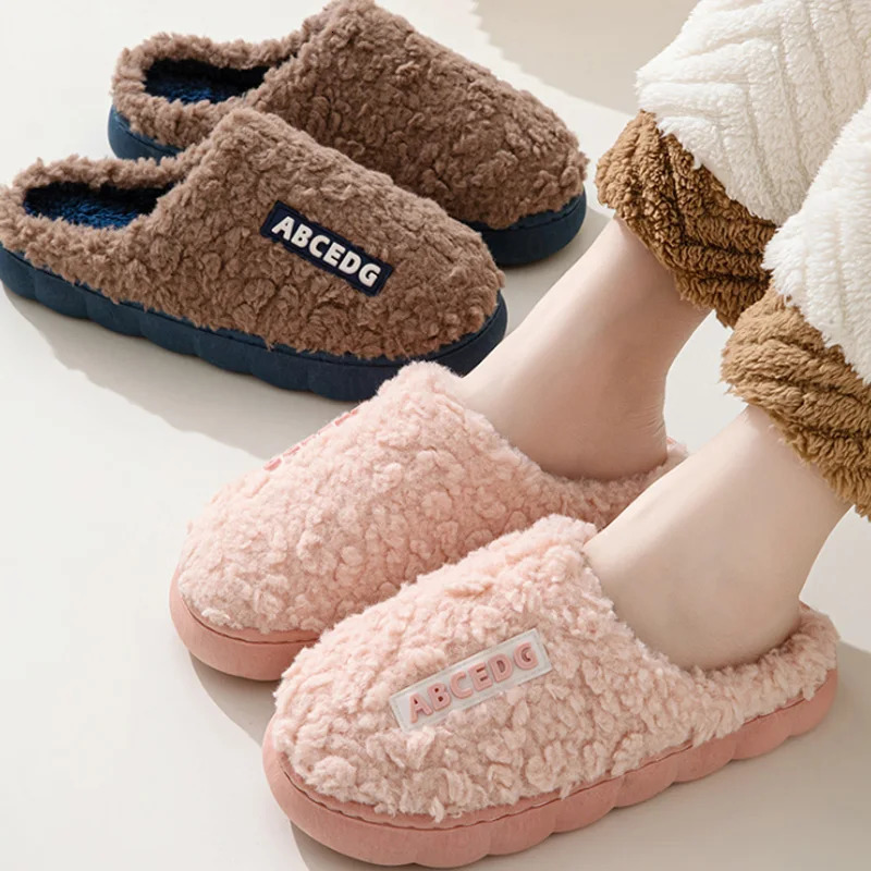 Thick Sole Home Indoor Outside Men And Women Couples Winter Household Warm Fluffy Slippers Fashion Plush Cotton Shoes Ladies 250805