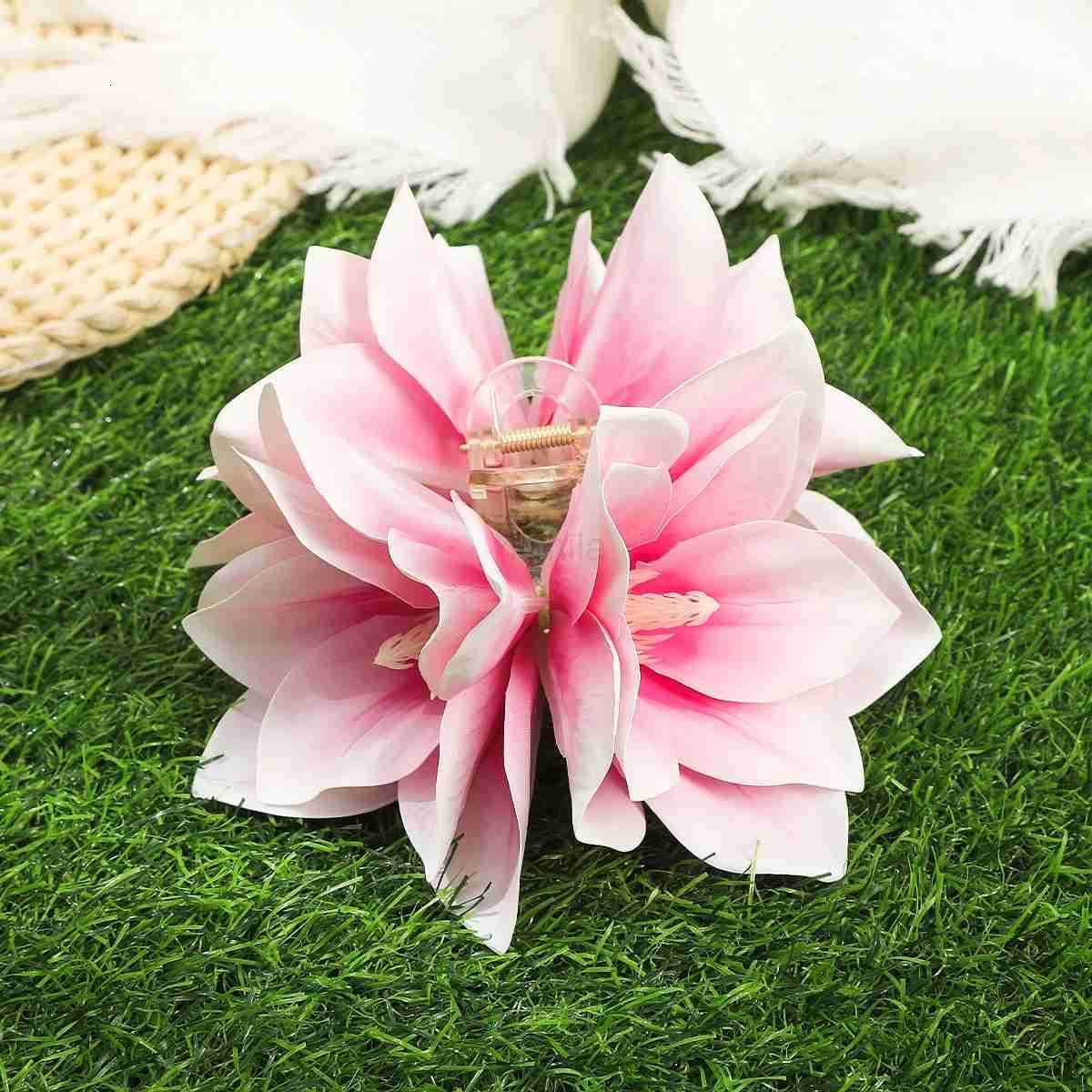 Large Flower Hair Claw Women Wedding White Pink Hair Clip Crab Fashion Girls Ponytail Clip Hair Accessories U250807