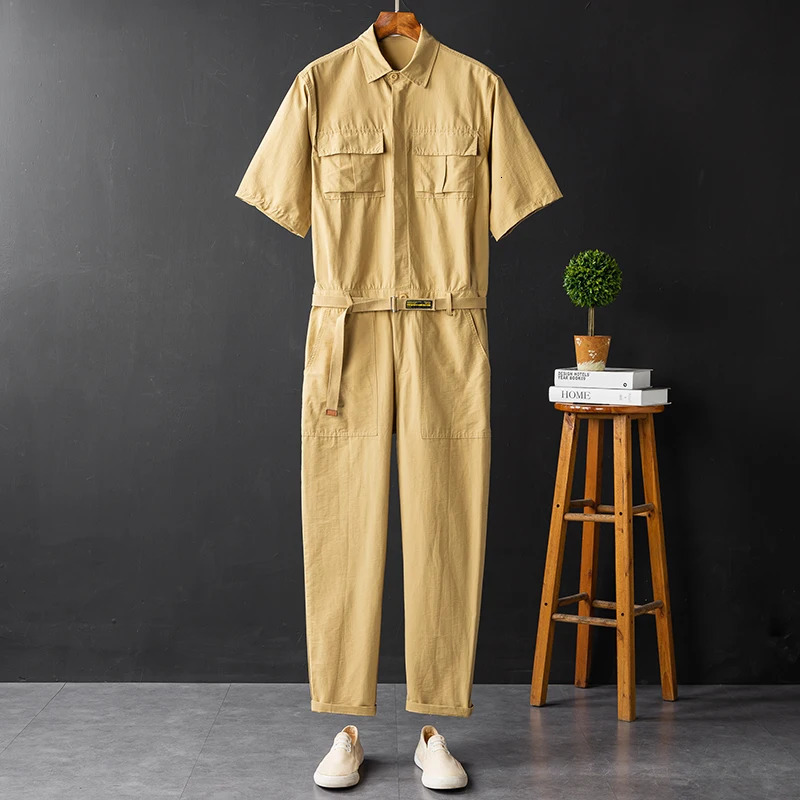PFHQ American Trendy Casual Jumpsuit Men Women Thin Summer Short Sleeve Onepiece Suit Male Overalls 2025 Fashion 21Z7632 250804