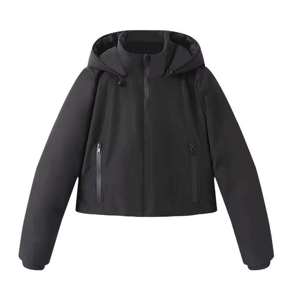 Designer Clothing 2025 UNIZERA Women's Stand Up Collar Zipper Decoration Hood Long Sleeved Thick Warm Cotton Clothing Winter New Jacket