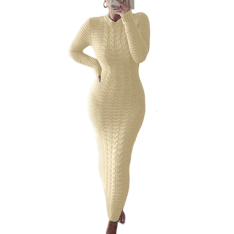 Women Long Maxi Sweater Dress Sexy Half Turtlenck Long Sleeve Tunic Knitwear Ankle Length Bodycon Party Dresses XXBLH-2808 250806