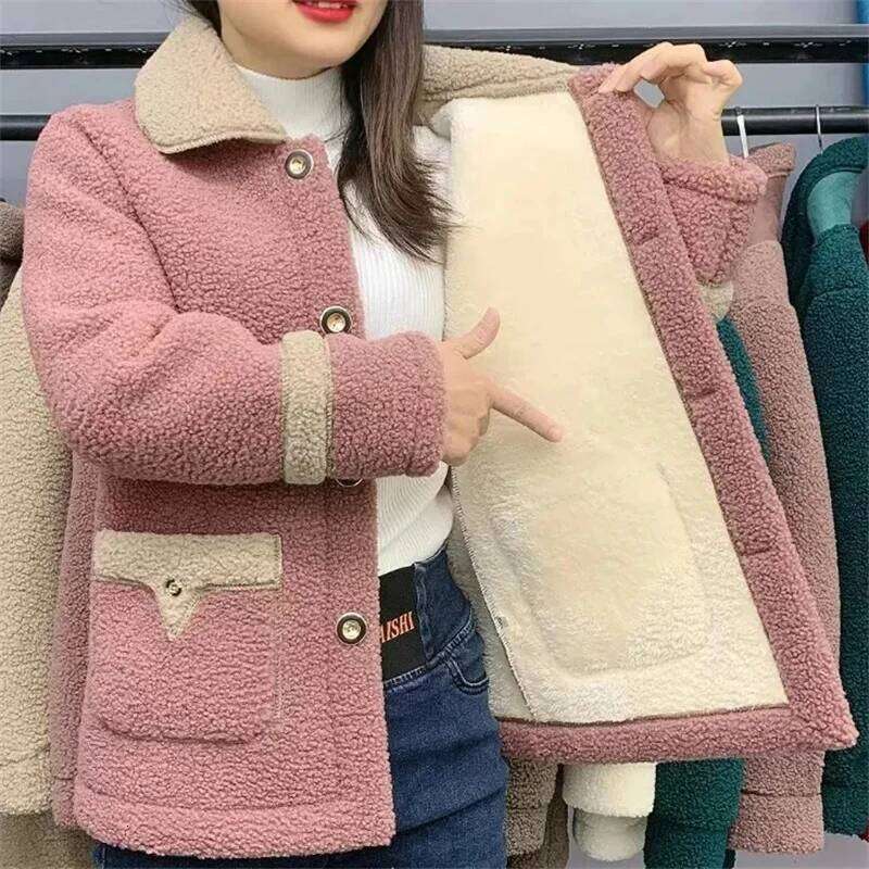 Designer Clothing 2025 Winter Jacket Parkas New Lambswool With Veet Padded Mother Fur Coat Female Cotton Clothes Woman Outerwear 5Xl