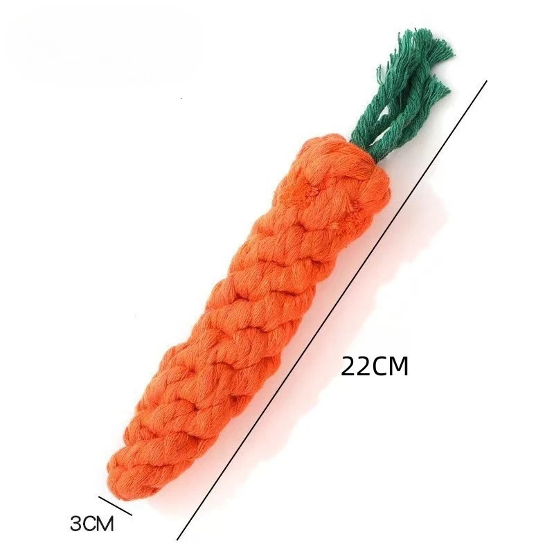 1PCS Carrot Dog Chew Toy Safe Durable Braided Bite Rope for Puppy Teeth Cleaning Molar Exercise Cotton Rope Pet Toy 250804