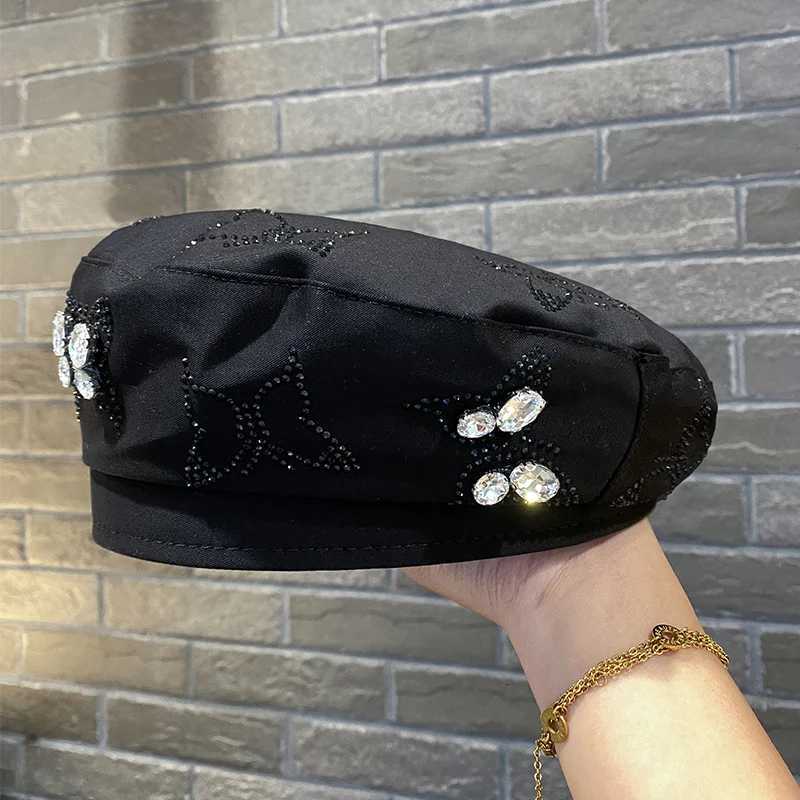 Beret Womens Butterfly Rhinestone High-End Sense Bud Hat Spring And Summer Korean Versatile Painter Hat Sun Hat XJ250807