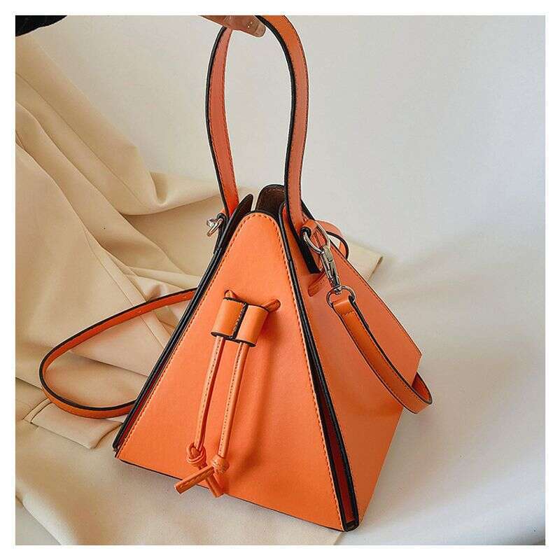 Personalized Triangle 2024 New Forest Soft Girl Candy Color Western Style Handheld Cross Shoulder Bag PU