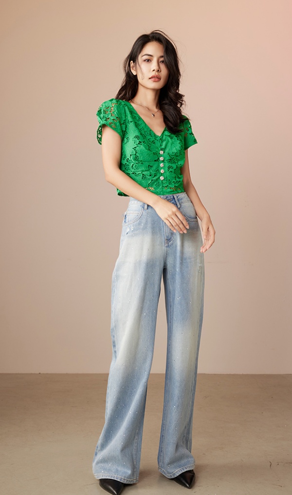 Women's Straight Leg Jeans High Waisted Wide Leg Loose Microelastic Boyfried Trendy Long Denim Pants 6113641