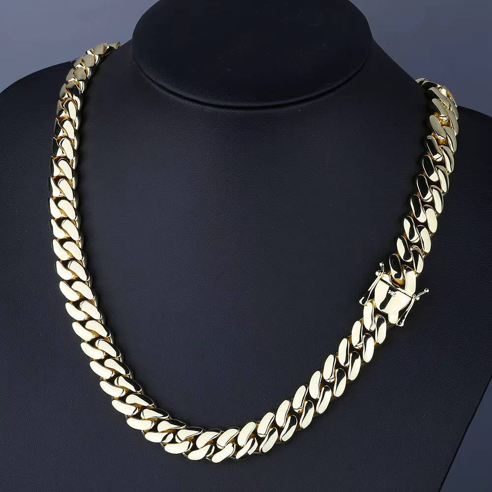 Hip Hop Style 10-22mm Personalized Custom Cuban Link Chain Fine Jewelry for Men 18k Gold Plated Cuban Chain Necklace