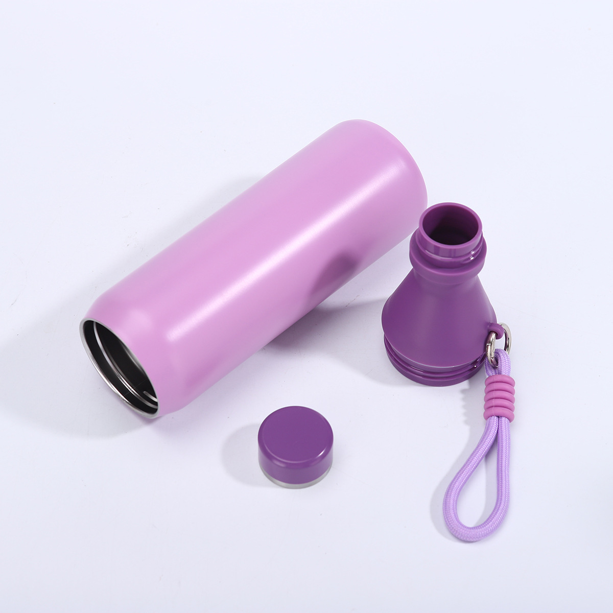 20oz Stainless Steel Insulated Travel Mug Double Wall Thermal Coffee Cup Water Flask with Carrying Handle for Outdoor Use Portable Sports Bottle W2602