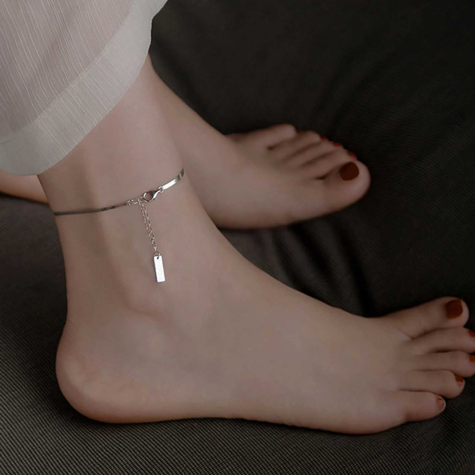 Simple Anklet Silver Color Knife Pendant on the leg Anklet Summer Beach s Barefoot Foot 23.5cm(9 2/8) long 1 Piece Y250805