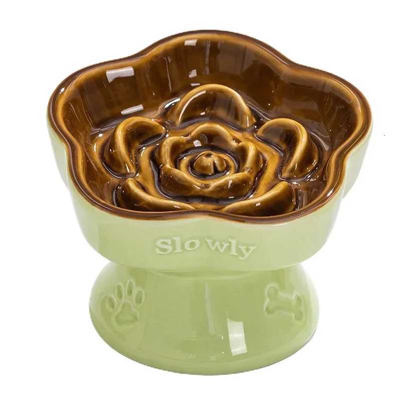 New Pet Feeding Slow Bowl Creative Flower-Shaped Dog Cat Feeder Ceramics Water Bowl Kitten Food Container Pet Accessories Y250806