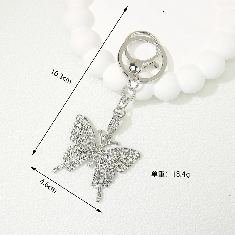 Trendy Crystal Zircon Butterfly Flower Pendant Keychain Jewelry for Women Vintage Cherry Bow Charm Car Bag Couple Keyring 250807