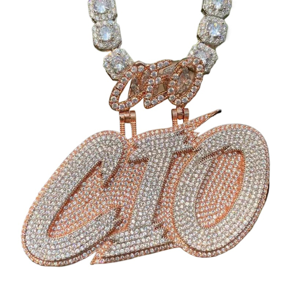 Hip Hop Custom A-Z Letters Name Pendant Necklaces CEO Clasp 5A Zircons Jewelry