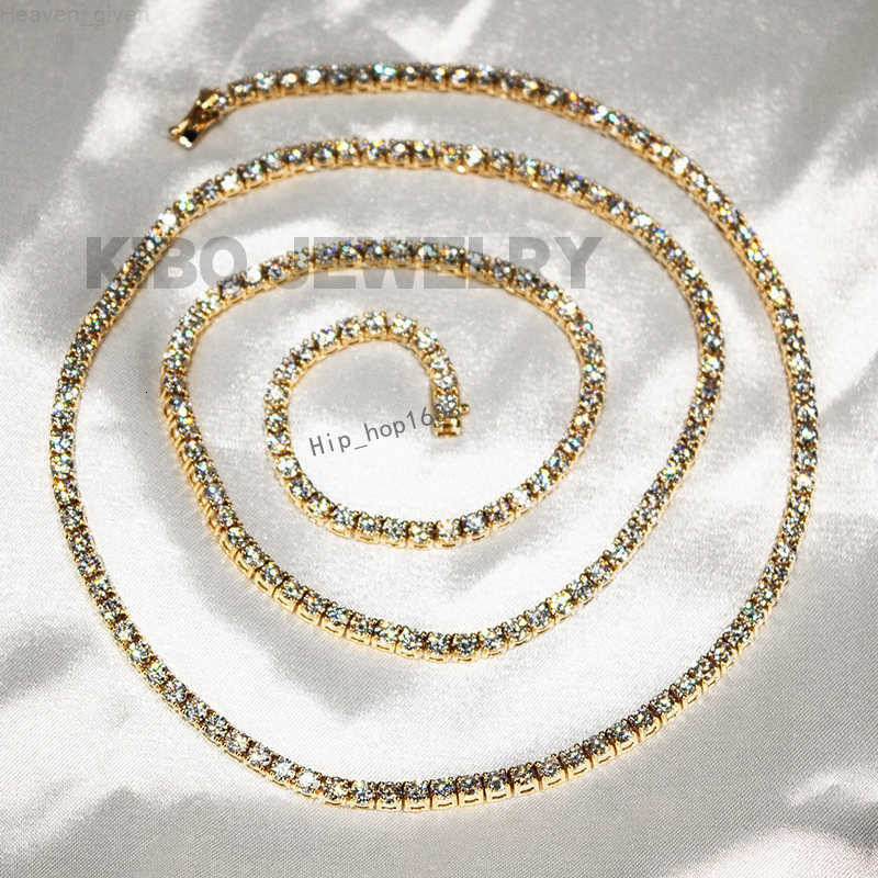 Hiphop tennis chain iced out 14k gold tennis link chain necklace hip hop rock jewelry vvs moissanite diamond tennis chain