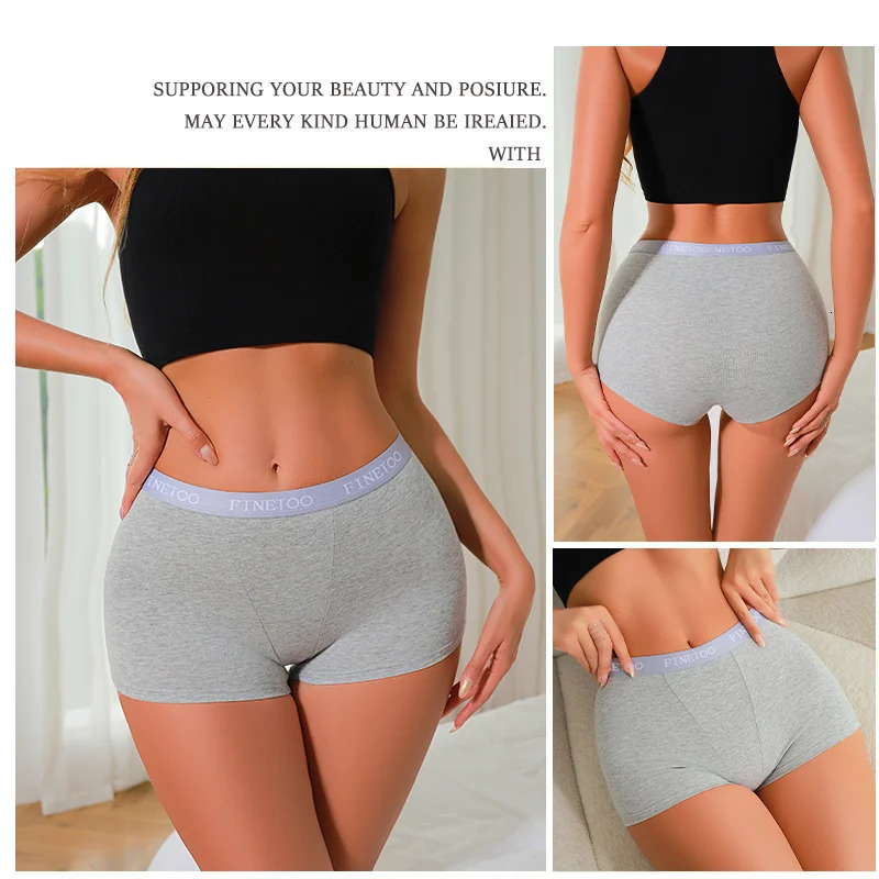 3Pcs Panties Cotton Seamless Sports Boxers Underwear Female Solid Color Briefs Lingerie Intimate Underpant Finetoo SXXL 250807