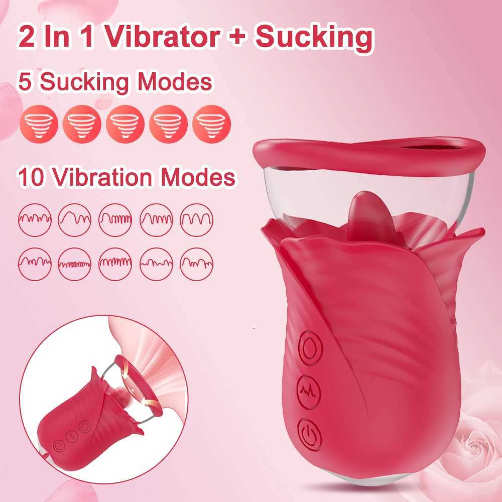 Vibrator Adult Sex Toys for Women Sucking Vibrator Rose-Sex Toy Tongue Vibrating Adult Sex Toys with Removable Cup G Spot Vibrators W250807