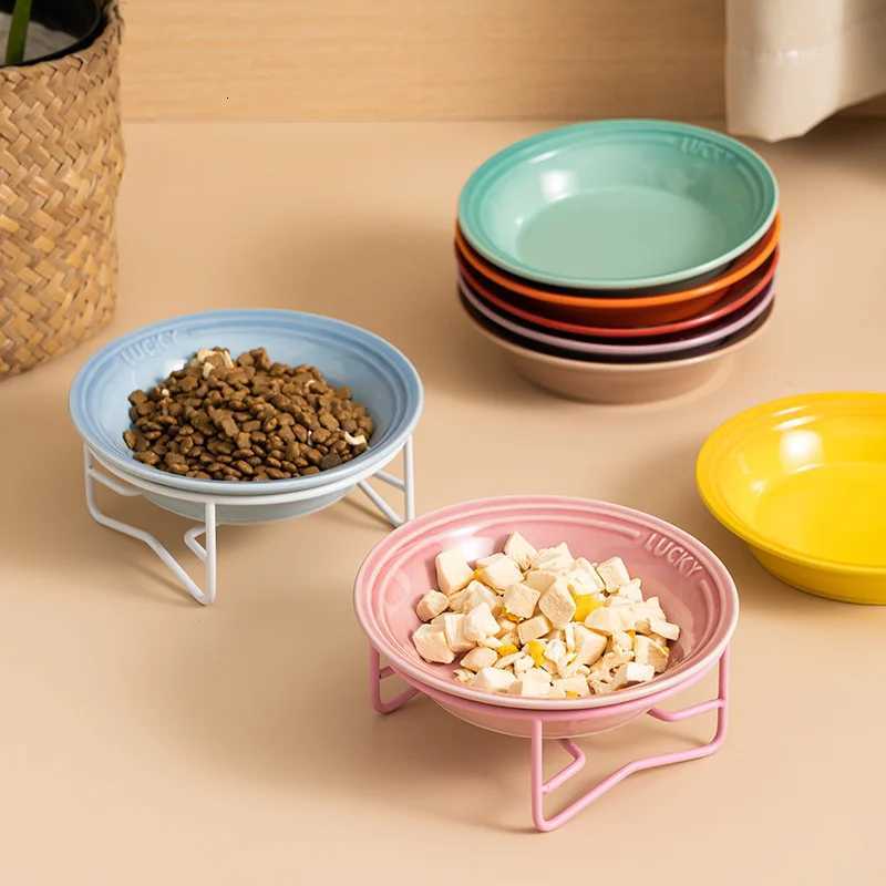 Cartoon Cat Bowl Ceramic Water Bowl Protects Cervical Vertebrae Cat Food Feeder Drinking Bowls Dog Supplies Accessories Y250806