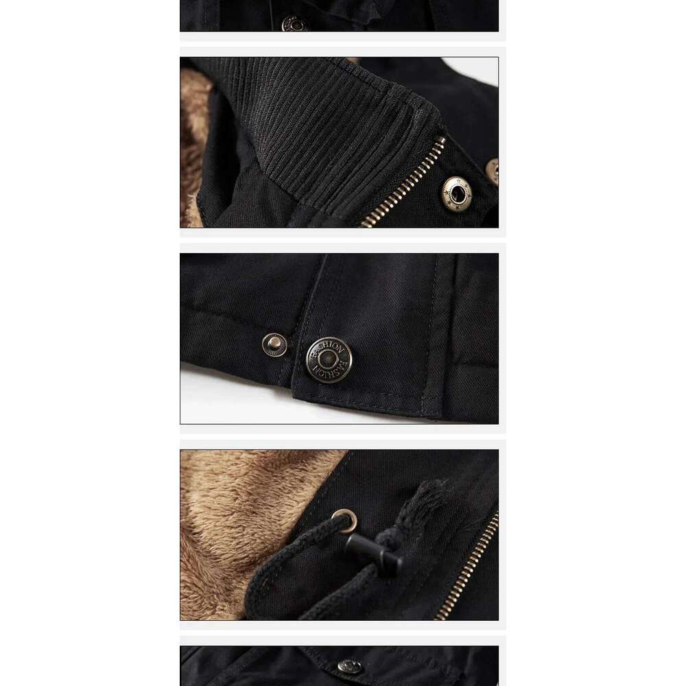 Designer Clothing 2025 Military Cargo Coat Mens Thick Warm Man Winter Parkas Casual Cotton Padded Jacket Male Multi-Pocket Fur Hoodies Men Parka