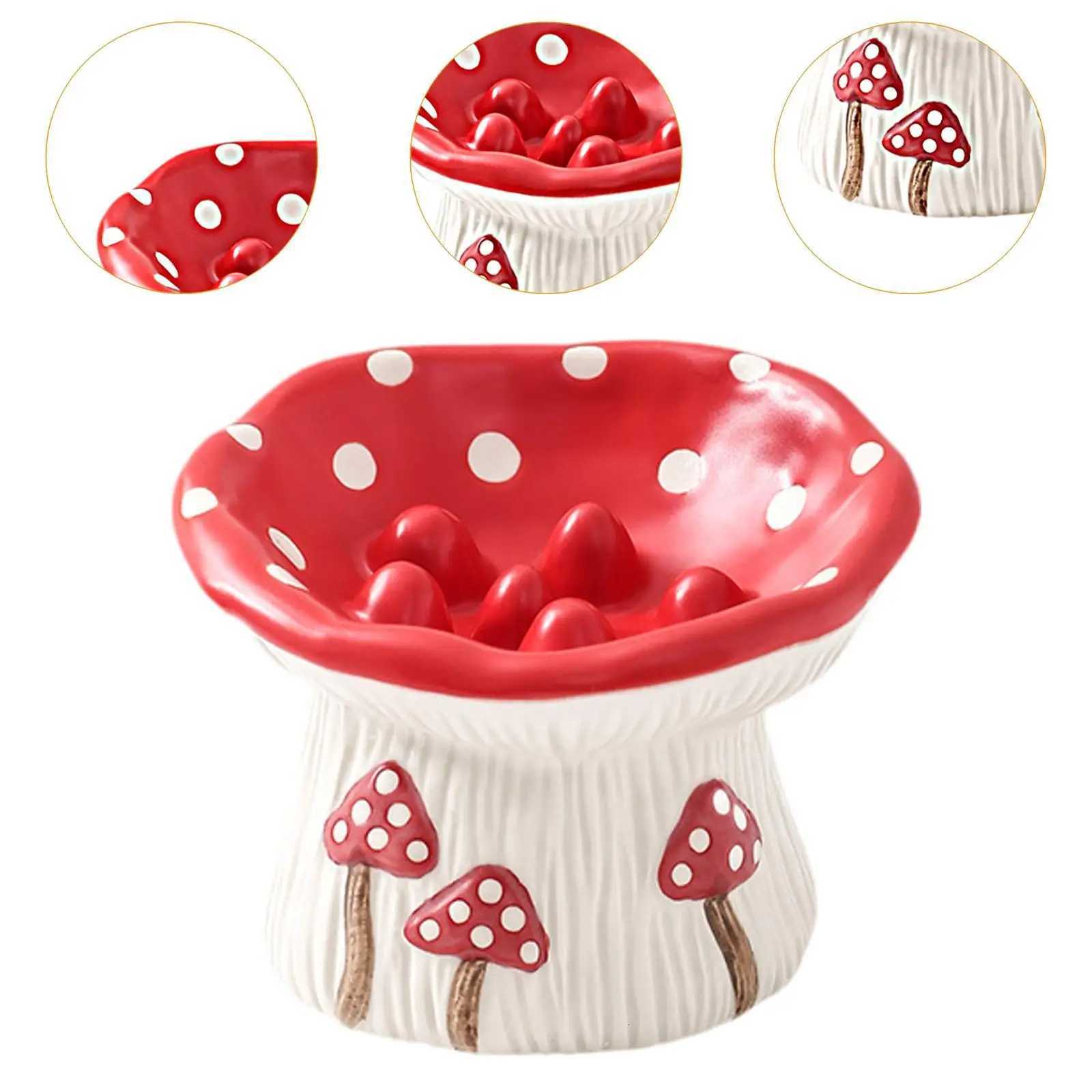 Ceramic Cat Bowl Anti Vomit Pet Dish Anti Slip Shallow for Puppy Cat Kitten Y250806