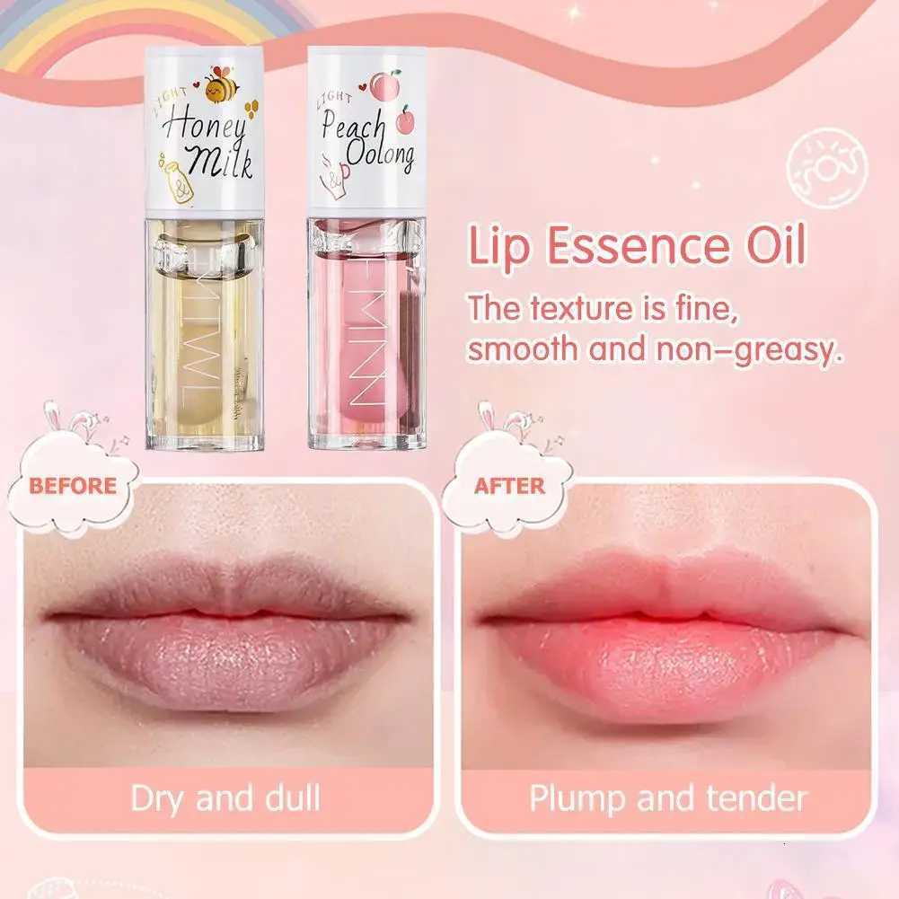 Kawaii Honey Peach Lip Oil Long Lasting Non-sticky Moisturizing Lip Tint with Lip Plumper Hydrating Lip Care Serum 5ml Make UpXJ250807