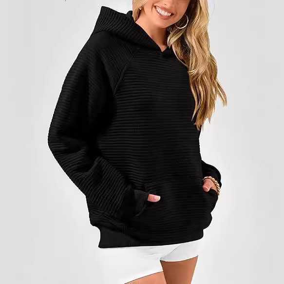 Free Shipping Designer Hoodie 2025 Autumn/winter Fashion New Women's Fashion Striped Hooded Loose Long Sleeved Sportswear