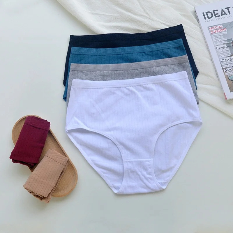 5PcsSet High Rise Cotton Pantie Sexy Lingerie Solid Color Briefs Female Seamless Underwear Comfort Intimates 250807