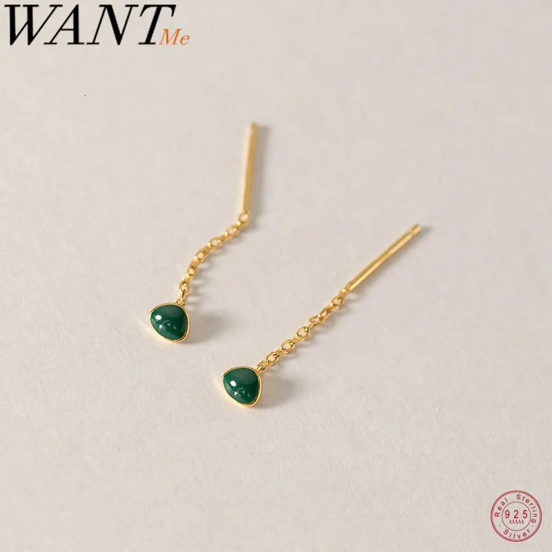 WANTME 925 Sterling Silver Fashion Unique n Avocado Green Enamel Ear Wires for Women Simple Sweet Drop Earrings Jewelry 250805