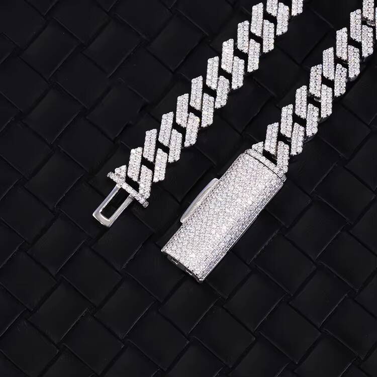 Wholesale Hip Hop 2 Rows 8mm Wide GRA Miami Cuban Necklace Plated 18k Gold 925 Sterling Silver Cuban Link Chain