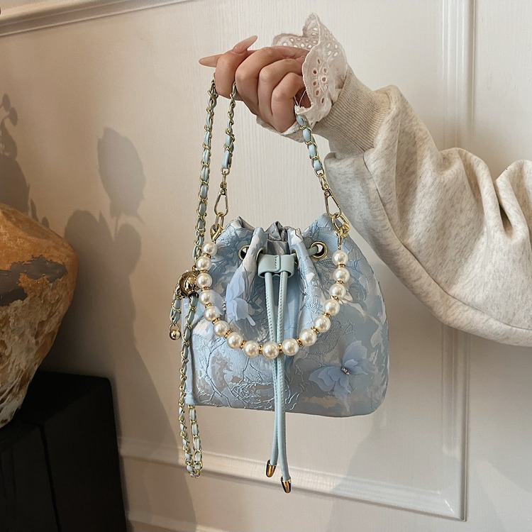 Free Shipping Designer Luxury New Chinese Style Single Shoulder Bag Women's Pearl Handbag Fashion Crossbody Bag Cheongsam Style Embroidered Handb