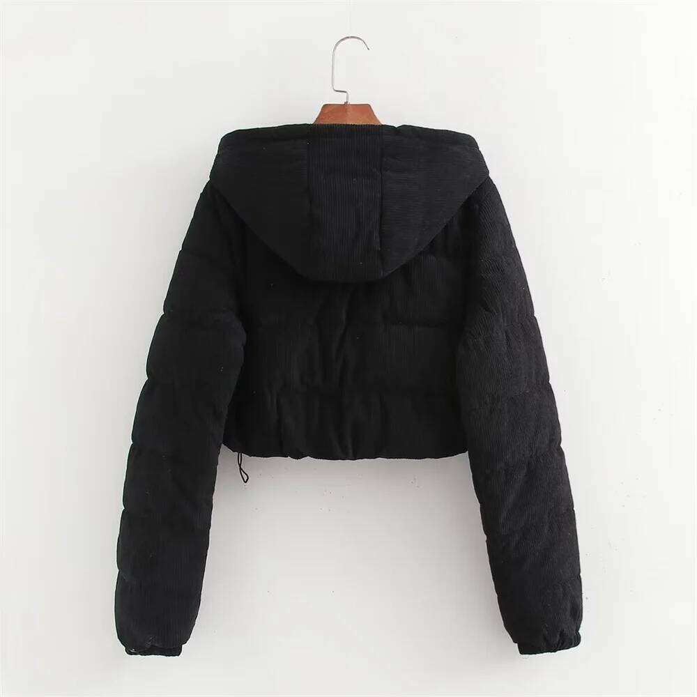 Designer Clothing 2025 UNIZERA Autumn/Winter New Product Fashion Women's Clothing Loose Long Sleeve Corduroy Short Hooded Coat Cotton Jacket