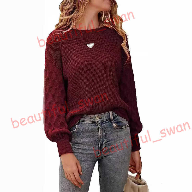 Designer Women's Sweaters 2025 Autumn Winter New Style Personality Fashion Lantern Sleeve Round Neck Pullover Knitted Sweater for Women ETX5
