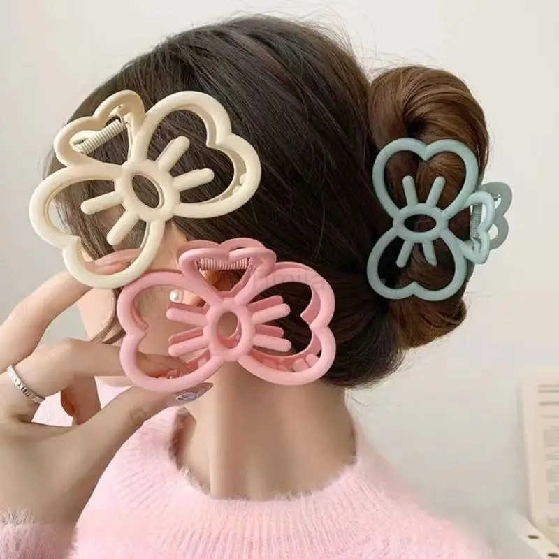 1pc Multi-Color Cute Hollow Cat Face Bow Hairpin High-End Medium Size Matte Grab Clip Sweet Love Hairpin Half-Tie Hair Claw U250807