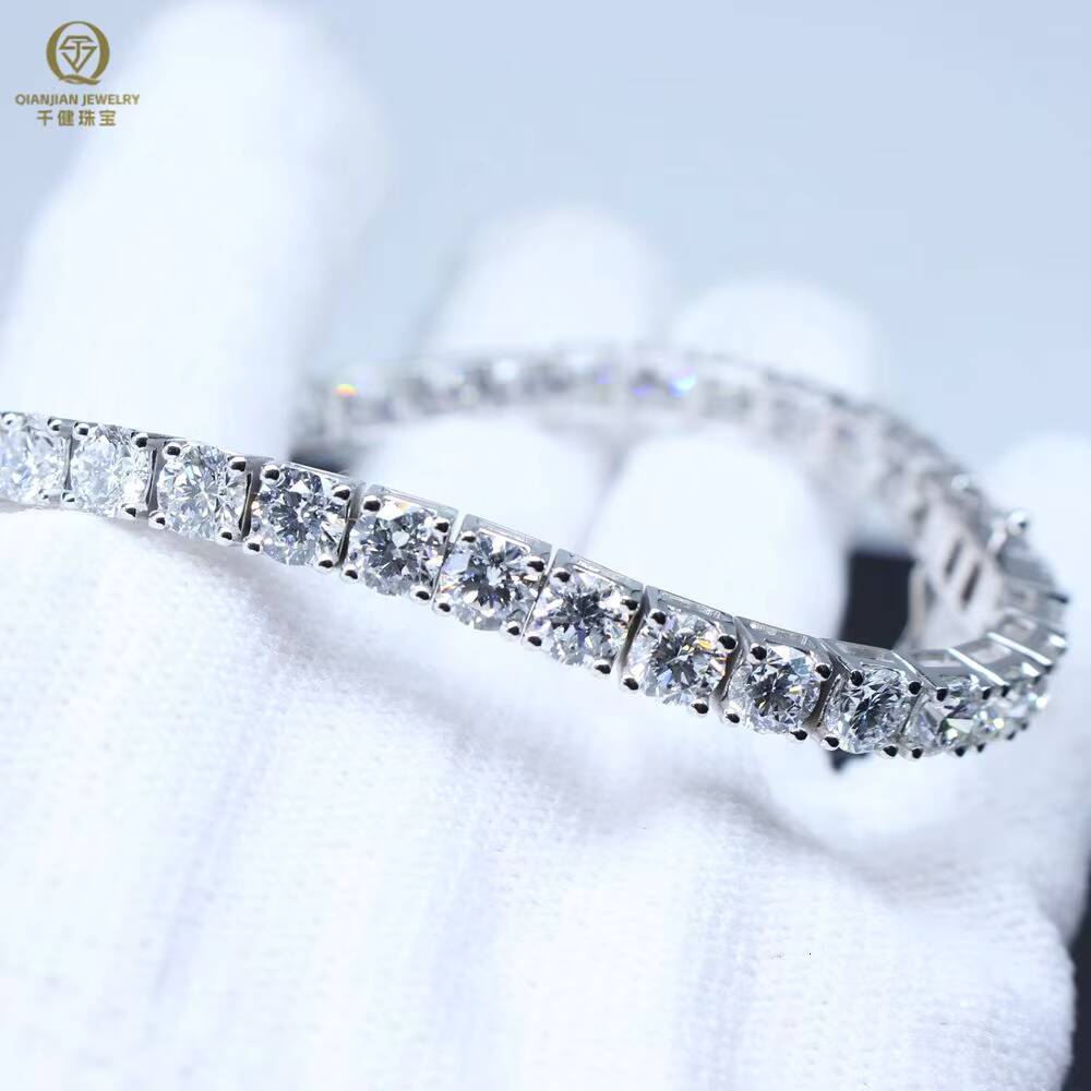 Qianjian IGI Certified Lab Grown Diamond Tennis Bracelet Chain 10K 14K 18K Gold 3MM 4MM 5MM Vvs Lab Created Diamond Tennis Chain