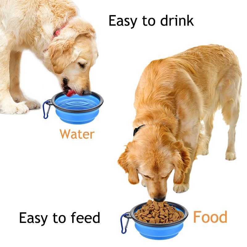 1000ML Collapsible Pet Silicone Dog Food Water Bowl Outdoor Camping Travel Portable Folding Pet Bowl Dishes add Carabiner D0013A Y250806