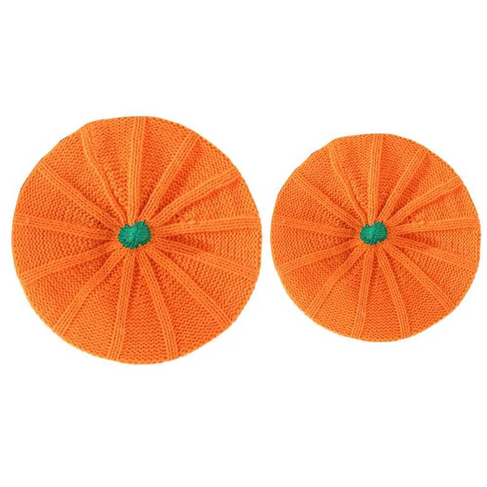 Fashion Orange Pumpkin Beret Painter Hat Keep Warm Knitted Hat Octagonal C Peaked C Parent-Child Hat Halloween Decoration XJ250807