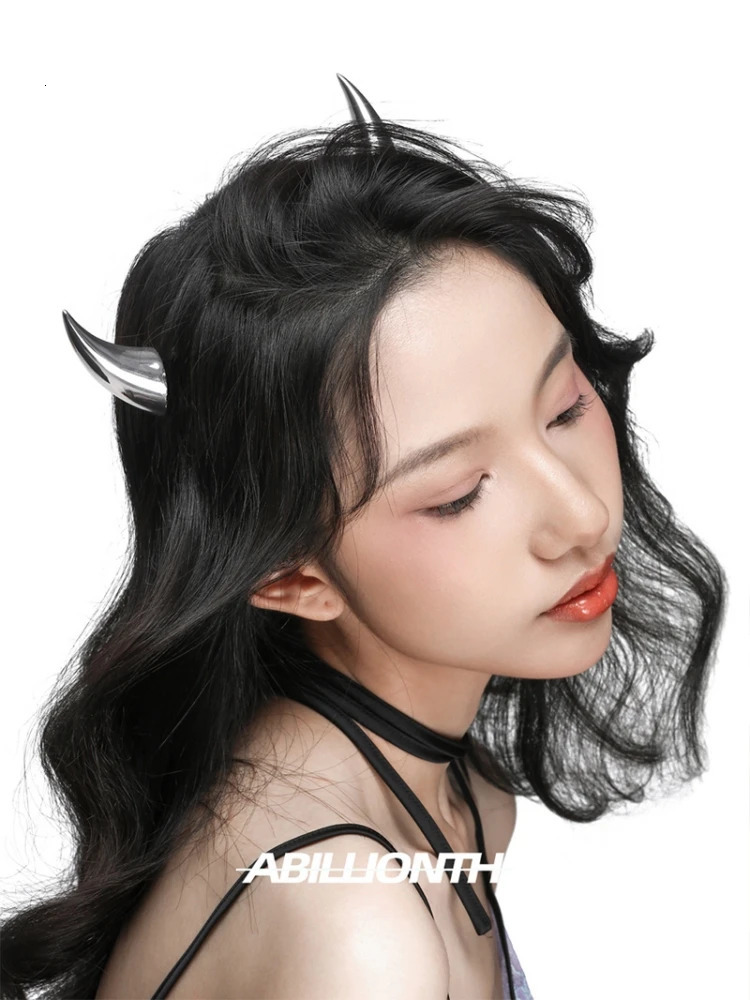 Punk HipHop Demons Horn Metal Headband Hairpins Lucifer Anime For Women Men Girls Jewelry Accessories 250730