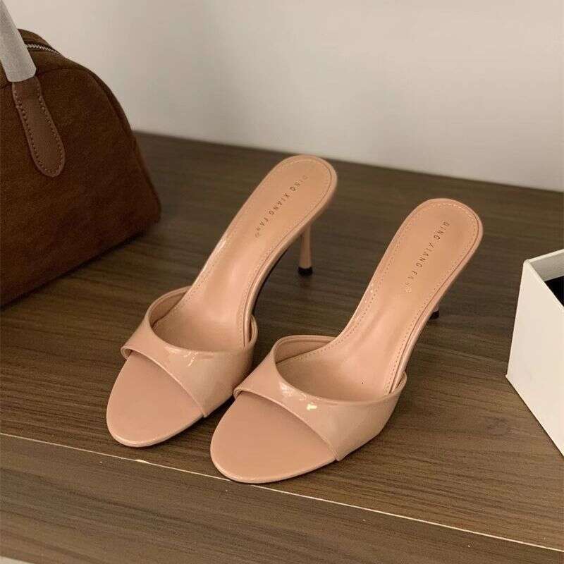 shoes Pointed Open Toe Stiletto High Heels 2025 Designer New Style One Strap Slippers Fashionable Versatile Brightening Red Sandals